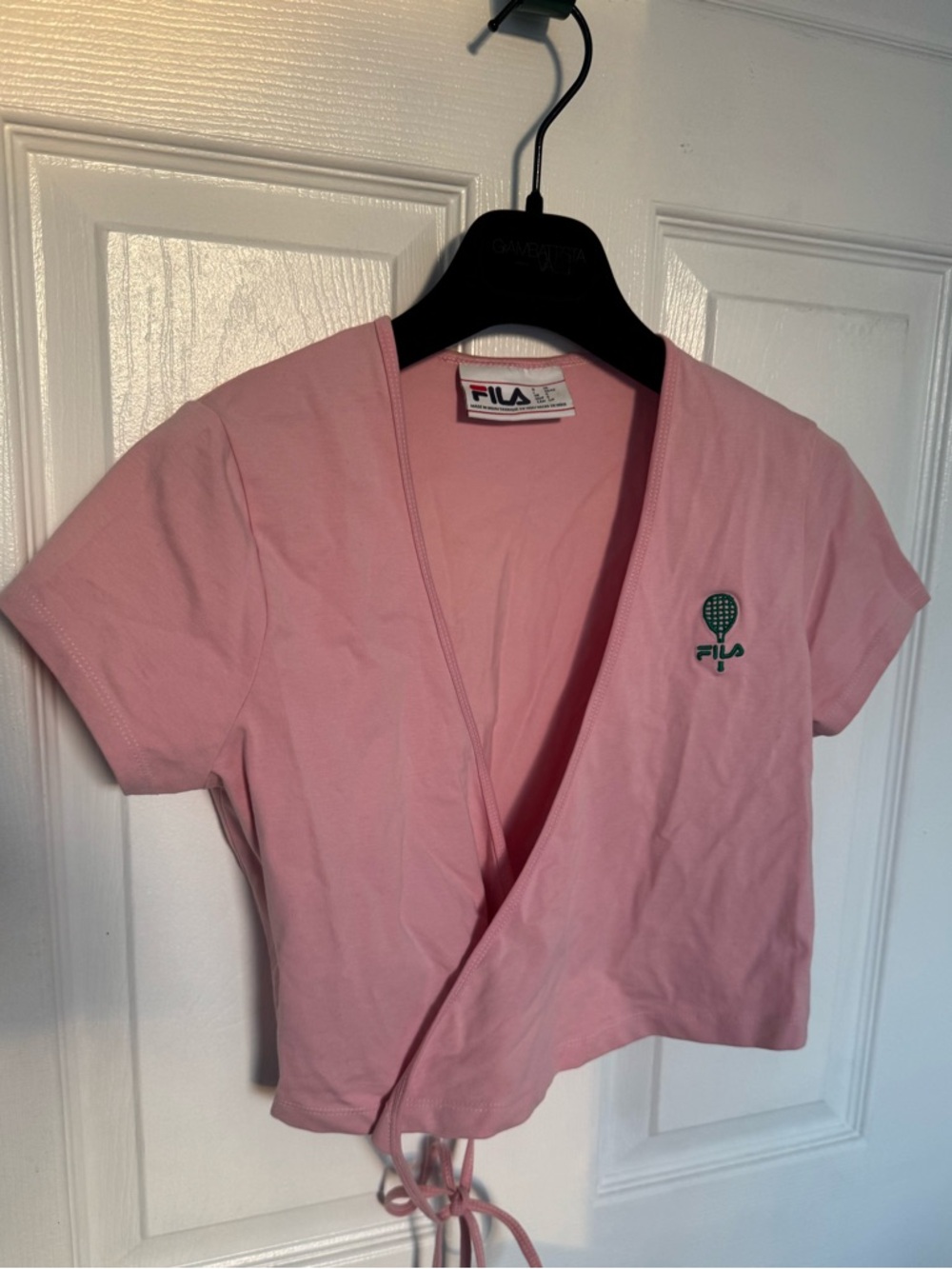 Fila Pink Wrap Crop Top with Tennis Emblem